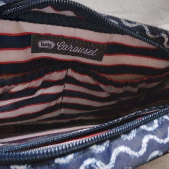 Navy Blue Wave Print Crossbody Belt Loop Bag - Picture 4 of 5